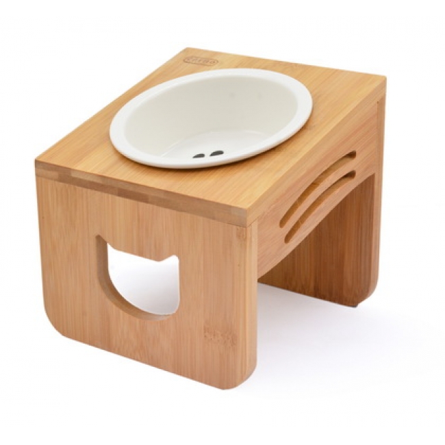 【優米卡】斜口木頭碗架+陶瓷碗 